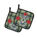 Kerry Blue Terrier Christmas PoinsettIas Pot Holder Set of 2 Heat Resistant Quilted Hot Pads 7.5 x 7.5 Inch, Insulated Kitchen Trivets for Cooking & Baking