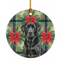 Black Labrador Retriever Christmas PoinsettIas Ceramic Ornament Christmas Tree Hanging Decorations for Home Christmas Holiday, Party, Gift, 3 in, Multicolor