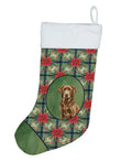 Chocolate Labrador Retriever Christmas PoinsettIas Holiday Stocking Double-Sided Print, Polyester Suede,11x18, Made in USA