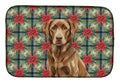 Chocolate Labrador Retriever Christmas PoinsettIas Dish Drying Mat Absorbent Dish Drying Mat Pad for Kitchen Counter Dish Drainer Mat for Countertop, 14 x 21", Multicolor