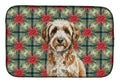 Lagotto Romagnolo Christmas PoinsettIas Dish Drying Mat Absorbent Dish Drying Mat Pad for Kitchen Counter Dish Drainer Mat for Countertop, 14 x 21", Multicolor