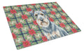 Blue Lakeland Terrier Christmas PoinsettIas Cutting Board Tempered Glass Kitchen Cutting Surface, Heat Resistant Chopping, Non-Slip Feet, Food Prep & Serving