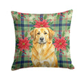 Lion Yellow Leonberger Christmas PoinsettIas Decorative Throw Pillow 18x18 Indoor Outdoor Accent Cushion, Fabric Cover with Insert for Sofa, Bed, Porch & Living Room