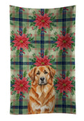Red Leonberger Christmas PoinsettIas Kitchen Towel Velour Plush Front and Cotton Loop Back Machine Washable