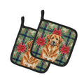 Red Leonberger Christmas PoinsettIas Pot Holder Set of 2 Heat Resistant Quilted Hot Pads 7.5 x 7.5 Inch, Insulated Kitchen Trivets for Cooking & Baking