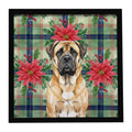 Fawn Mastiff Christmas PoinsettIas Framed Metal Print Bathroom, Kitchen, Office, Home Decor Wall Art Ready to Hang, Square, 8X8