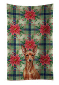 Red Miniature Pinscher Min Pin Christmas PoinsettIas Kitchen Towel Velour Plush Front and Cotton Loop Back Machine Washable