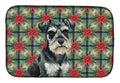 Black & Silver Miniature Schnauzer Christmas PoinsettIas Dish Drying Mat Absorbent Dish Drying Mat Pad for Kitchen Counter Dish Drainer Mat for Countertop, 14 x 21", Multicolor