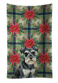 Black & Silver Miniature Schnauzer Christmas PoinsettIas Kitchen Towel Velour Plush Front and Cotton Loop Back Machine Washable
