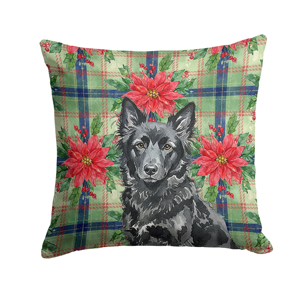 Mudi Christmas PoinsettIas Decorative Throw Pillow 14x14 Indoor Outdoor Accent Cushion, Fabric Cover with Insert for Sofa, Bed, Porch & Living Room