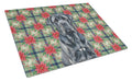 Black Neapolitan Mastiff Christmas PoinsettIas Cutting Board Tempered Glass Kitchen Cutting Surface, Heat Resistant Chopping, Non-Slip Feet, Food Prep & Serving