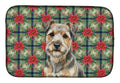 Grizzle and Tan Norfolk Terrier Christmas PoinsettIas Dish Drying Mat Absorbent Dish Drying Mat Pad for Kitchen Counter Dish Drainer Mat for Countertop, 14 x 21", Multicolor