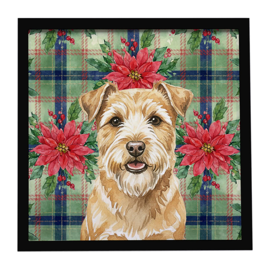 Wheaten Norfolk Terrier Christmas PoinsettIas Framed Metal Print Bathroom, Kitchen, Office, Home Decor Wall Art Ready to Hang, Square, 8X8