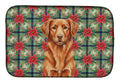 Copper Nova Scotia Duck Tolling Retriever Christmas PoinsettIas Dish Drying Mat Absorbent Dish Drying Mat Pad for Kitchen Counter Dish Drainer Mat for Countertop, 14 x 21", Multicolor