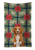 Orange Nova Scotia Duck Tolling Retriever Christmas PoinsettIas Kitchen Towel Velour Plush Front and Cotton Loop Back Machine Washable