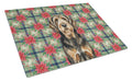 Black and Tan Otterhound Christmas PoinsettIas Cutting Board Tempered Glass Kitchen Cutting Surface, Heat Resistant Chopping, Non-Slip Feet, Food Prep & Serving