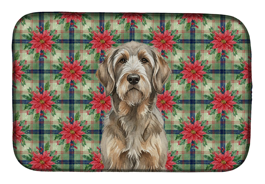 Grizzle and Tan Otterhound Christmas PoinsettIas Dish Drying Mat Absorbent Dish Drying Mat Pad for Kitchen Counter Dish Drainer Mat for Countertop, 14 x 21", Multicolor
