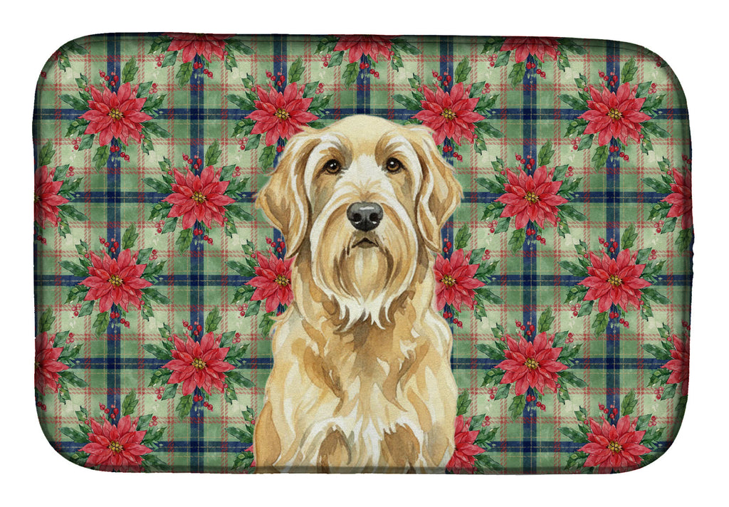 Wheaten and Tan Otterhound Christmas PoinsettIas Dish Drying Mat Absorbent Dish Drying Mat Pad for Kitchen Counter Dish Drainer Mat for Countertop, 14 x 21", Multicolor