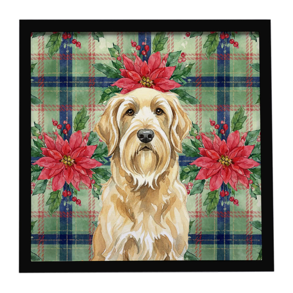 Wheaten and Tan Otterhound Christmas PoinsettIas Framed Metal Print Bathroom, Kitchen, Office, Home Decor Wall Art Ready to Hang, Square, 8X8