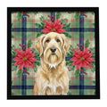 Wheaten and Tan Otterhound Christmas PoinsettIas Framed Metal Print Bathroom, Kitchen, Office, Home Decor Wall Art Ready to Hang, Square, 8X8