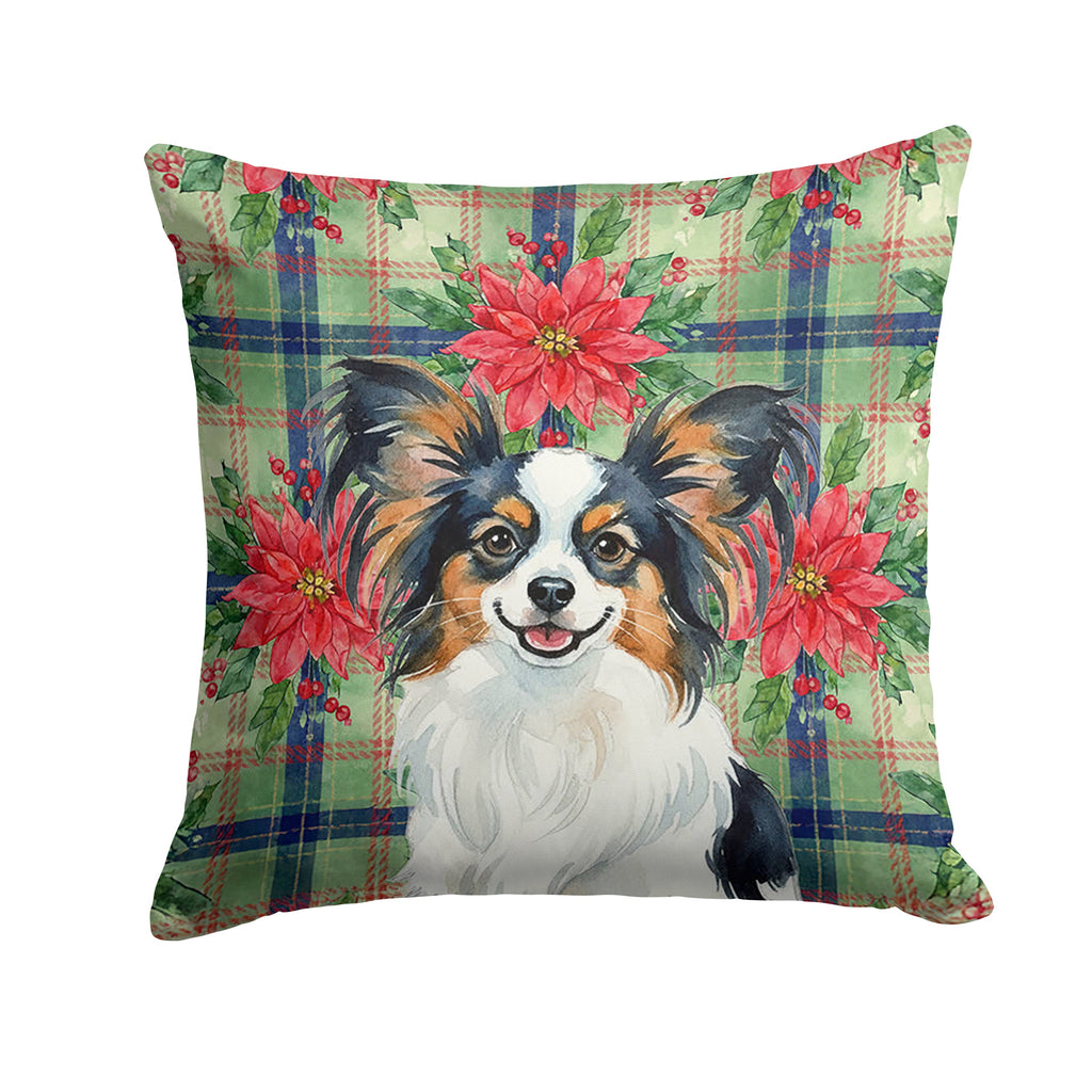 Tricoilor Papillon Christmas PoinsettIas Decorative Throw Pillow 18x18 Indoor Outdoor Accent Cushion, Fabric Cover with Insert for Sofa, Bed, Porch & Living Room