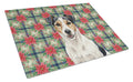 Parson Russell Terrier Christmas PoinsettIas Cutting Board Tempered Glass Kitchen Cutting Surface, Heat Resistant Chopping, Non-Slip Feet, Food Prep & Serving