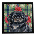 Black Pekingese Christmas PoinsettIas Framed Metal Print Bathroom, Kitchen, Office, Home Decor Wall Art Ready to Hang, Square, 8X8