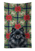 Black Pomeranian Christmas PoinsettIas Kitchen Towel Velour Plush Front and Cotton Loop Back Machine Washable
