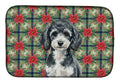 Miniature Parti Poodle Christmas PoinsettIas Dish Drying Mat Absorbent Dish Drying Mat Pad for Kitchen Counter Dish Drainer Mat for Countertop, 14 x 21", Multicolor