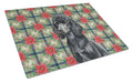 Standard Black Poodle Christmas PoinsettIas Cutting Board Tempered Glass Kitchen Cutting Surface, Heat Resistant Chopping, Non-Slip Feet, Food Prep & Serving