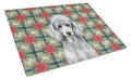Standard Silver Poodle Christmas PoinsettIas Cutting Board Tempered Glass Kitchen Cutting Surface, Heat Resistant Chopping, Non-Slip Feet, Food Prep & Serving