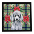 Standard Silver Poodle Christmas PoinsettIas Framed Metal Print Bathroom, Kitchen, Office, Home Decor Wall Art Ready to Hang, Square, 8X8