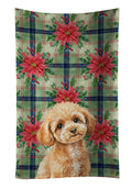 Toy Apricot Poodle Christmas PoinsettIas Kitchen Towel Velour Plush Front and Cotton Loop Back Machine Washable
