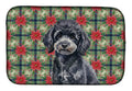 Toy Black Poodle Christmas PoinsettIas Dish Drying Mat Absorbent Dish Drying Mat Pad for Kitchen Counter Dish Drainer Mat for Countertop, 14 x 21", Multicolor