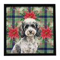 Toy Parti Poodle Christmas PoinsettIas Framed Metal Print Bathroom, Kitchen, Office, Home Decor Wall Art Ready to Hang, Square, 8X8