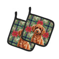 Toy Red Poodle Christmas PoinsettIas Pot Holder Set of 2 Heat Resistant Quilted Hot Pads 7.5 x 7.5 Inch, Insulated Kitchen Trivets for Cooking & Baking