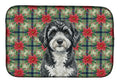 Portuguese Water Dog Christmas PoinsettIas Dish Drying Mat Absorbent Dish Drying Mat Pad for Kitchen Counter Dish Drainer Mat for Countertop, 14 x 21", Multicolor