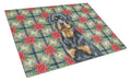 Rottweiler Christmas PoinsettIas Cutting Board Tempered Glass Kitchen Cutting Surface, Heat Resistant Chopping, Non-Slip Feet, Food Prep & Serving
