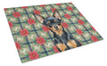 Black and Tan Russian Toy Christmas PoinsettIas Cutting Board Tempered Glass Kitchen Cutting Surface, Heat Resistant Chopping, Non-Slip Feet, Food Prep & Serving