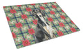 Black and Tan Saluki Christmas PoinsettIas Cutting Board Tempered Glass Kitchen Cutting Surface, Heat Resistant Chopping, Non-Slip Feet, Food Prep & Serving