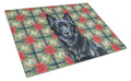 Schipperke Christmas PoinsettIas Cutting Board Tempered Glass Kitchen Cutting Surface, Heat Resistant Chopping, Non-Slip Feet, Food Prep & Serving