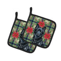 Schipperke Christmas PoinsettIas Pot Holder Set of 2 Heat Resistant Quilted Hot Pads 7.5 x 7.5 Inch, Insulated Kitchen Trivets for Cooking & Baking