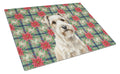 Sealyham Terrier Christmas PoinsettIas Cutting Board Tempered Glass Kitchen Cutting Surface, Heat Resistant Chopping, Non-Slip Feet, Food Prep & Serving