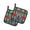 Black Shar Pei Christmas PoinsettIas Pot Holder Set of 2 Heat Resistant Quilted Hot Pads 7.5 x 7.5 Inch, Insulated Kitchen Trivets for Cooking & Baking