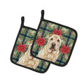 Shar Pei Christmas PoinsettIas Pot Holder Set of 2 Heat Resistant Quilted Hot Pads 7.5 x 7.5 Inch, Insulated Kitchen Trivets for Cooking & Baking