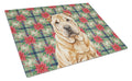 Red Shar Pei Christmas PoinsettIas Cutting Board Tempered Glass Kitchen Cutting Surface, Heat Resistant Chopping, Non-Slip Feet, Food Prep & Serving