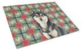 Black and Tan Shiba Inu Christmas PoinsettIas Cutting Board Tempered Glass Kitchen Cutting Surface, Heat Resistant Chopping, Non-Slip Feet, Food Prep & Serving