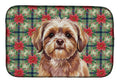 Liver Shih Tzu Christmas PoinsettIas Dish Drying Mat Absorbent Dish Drying Mat Pad for Kitchen Counter Dish Drainer Mat for Countertop, 14 x 21", Multicolor