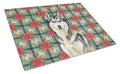 Agouti Siberian Husky Christmas PoinsettIas Cutting Board Tempered Glass Kitchen Cutting Surface, Heat Resistant Chopping, Non-Slip Feet, Food Prep & Serving