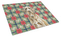 Spinone Italiano Christmas PoinsettIas Cutting Board Tempered Glass Kitchen Cutting Surface, Heat Resistant Chopping, Non-Slip Feet, Food Prep & Serving